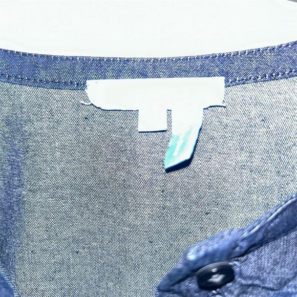 Draper James Women's Blue Chambray Ruffle Shift Dress Size 2 - Picture 3 of 6